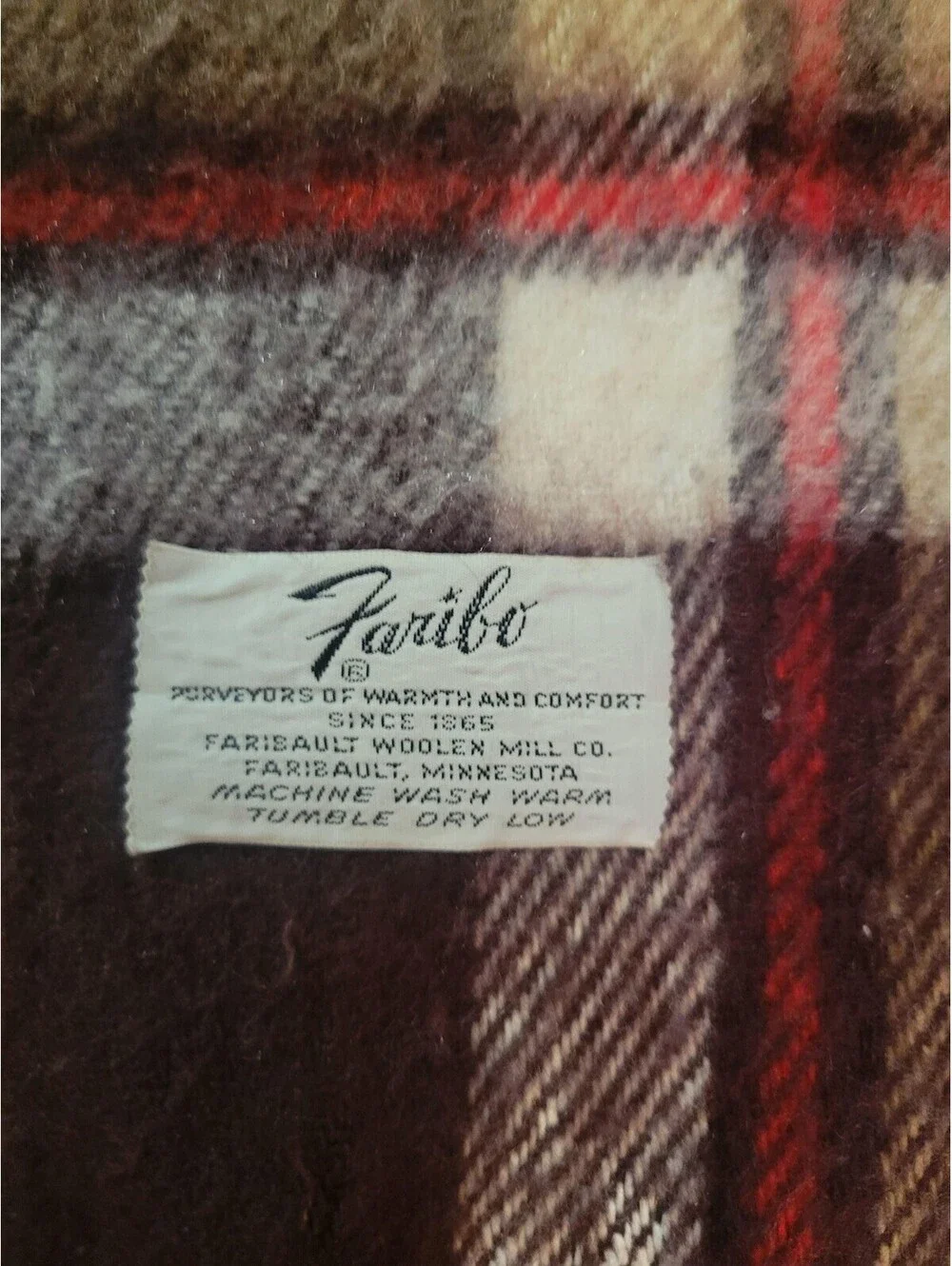 Faribo Wool Plaid Throw Blanket Fall Multicolor Fringe Sofa Bed Warm Cozy Decor